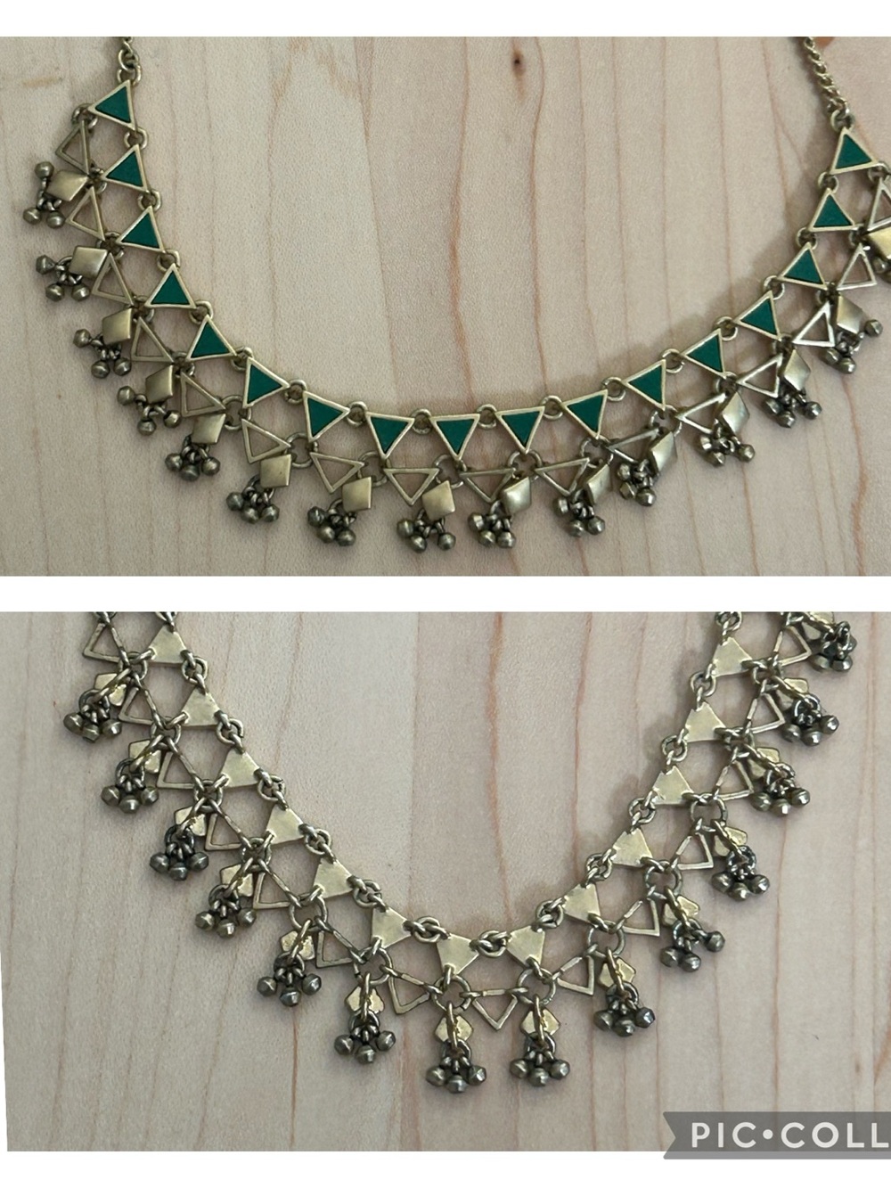 Madewell reversible goldtone green enamel cleopatra necklace